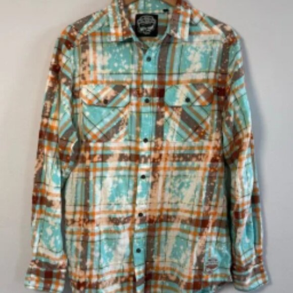 Angry Minnow “Wild Child” Plaid Shirt, Like New, Size L - Picture 1 of 8